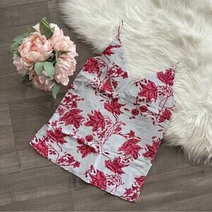 New Club Monaco Silk Grey & Pink Floral Double V Cami Top XS